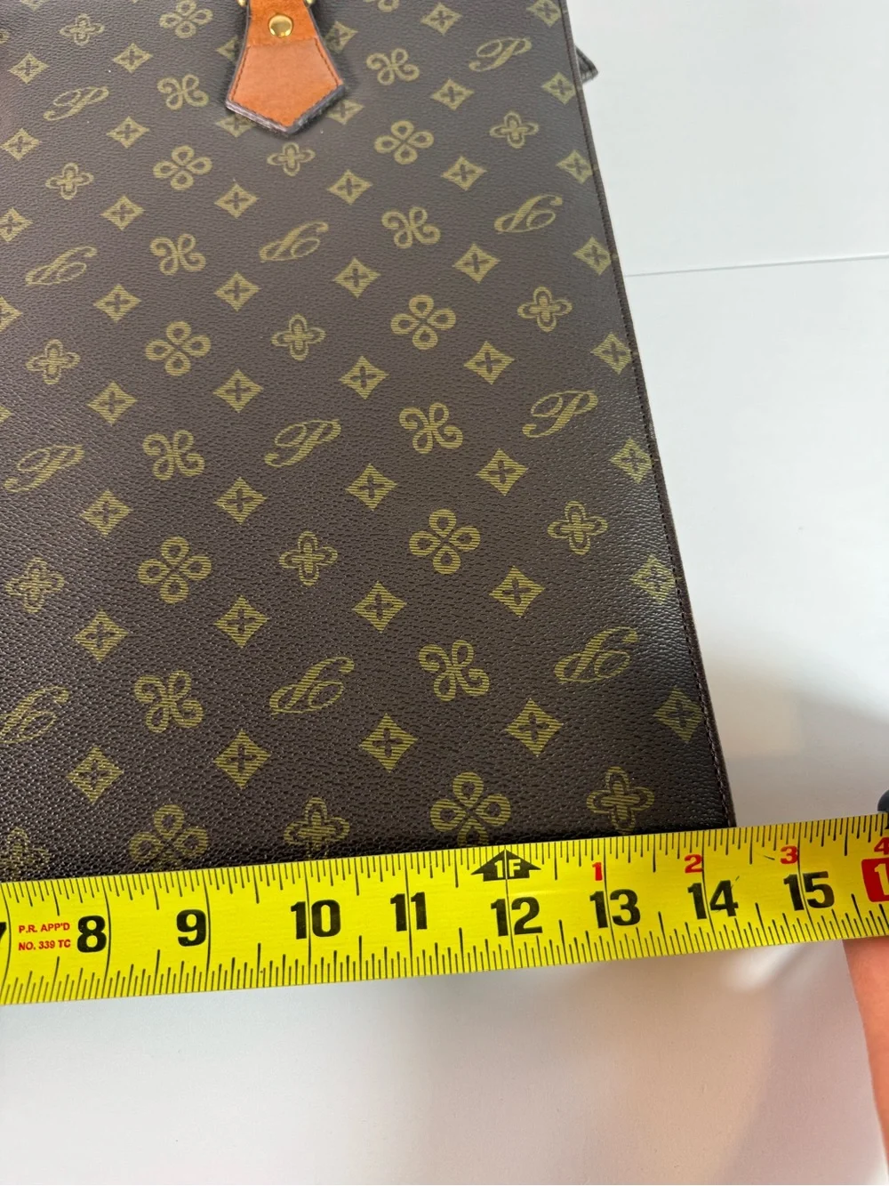 Brown Monogram Tote Bag with Tan Handles